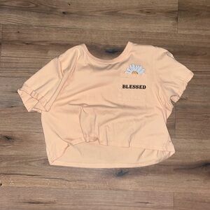 Orange crop top with Bible quote